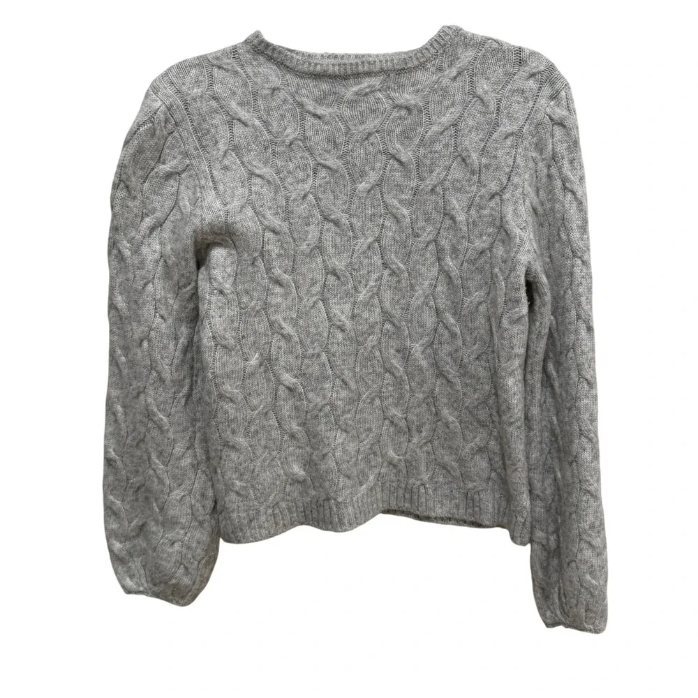 Mango Basics Grey Cable Knit Crew Neck Sweater Womens Small Long Sleeve Ribbed‎